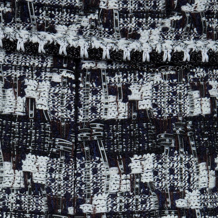 مملوكة مسبقًا Chanel Black and White Textured Skirt Suit M