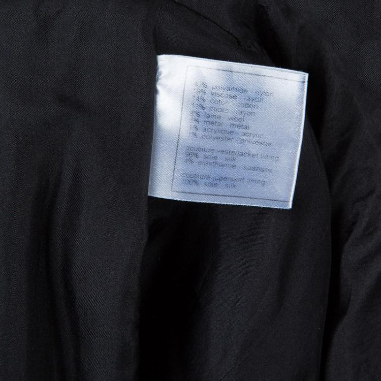 مملوكة مسبقًا Chanel Black and White Textured Skirt Suit M