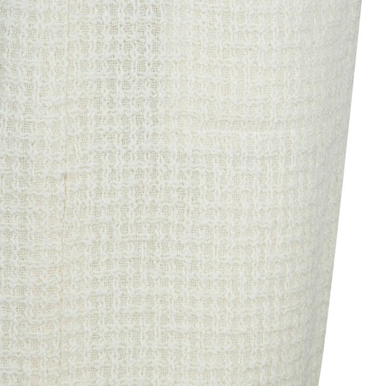 Pre Owned Chanel Cream Wool Textured Skirt Suit L