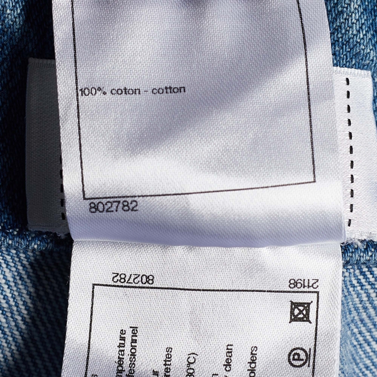 مملوكة مسبقًا Chanel Indigo Quilted Denim Skinny Jeans M