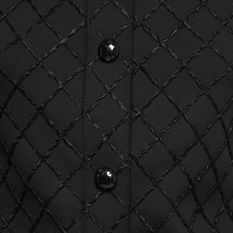 Pre Owned Chanel Black Neoprene Quilted Detail Jacket S
