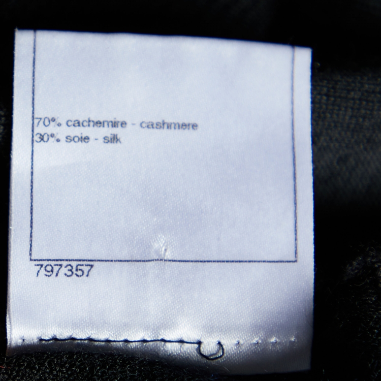 Pre Owned Chanel Black Logo Embellished Cashmere & Silk Round Neck Sweater M