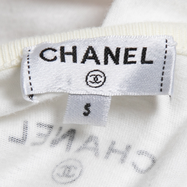 مملوكة مسبقًا Chanel White Cotton Cuba Libre Print T-Shirt S