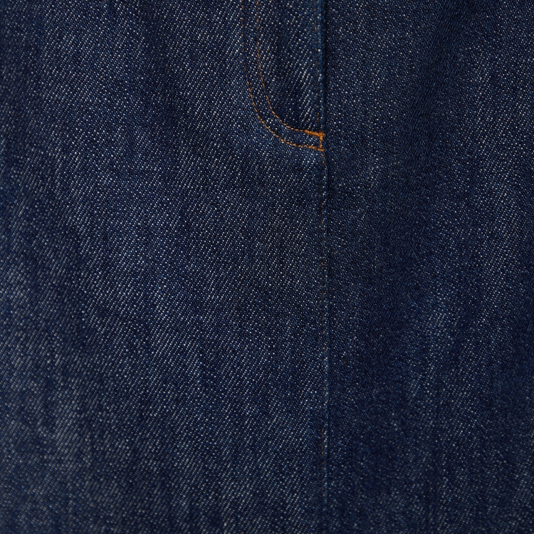 Pre Owned Chanel Indigo Denim Coco Applique A-Line Skirt L