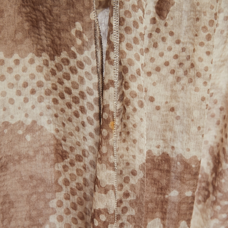 Pre Owned Chanel Brown Printed Silk Chiffon Knot-Detail Mini Dress M