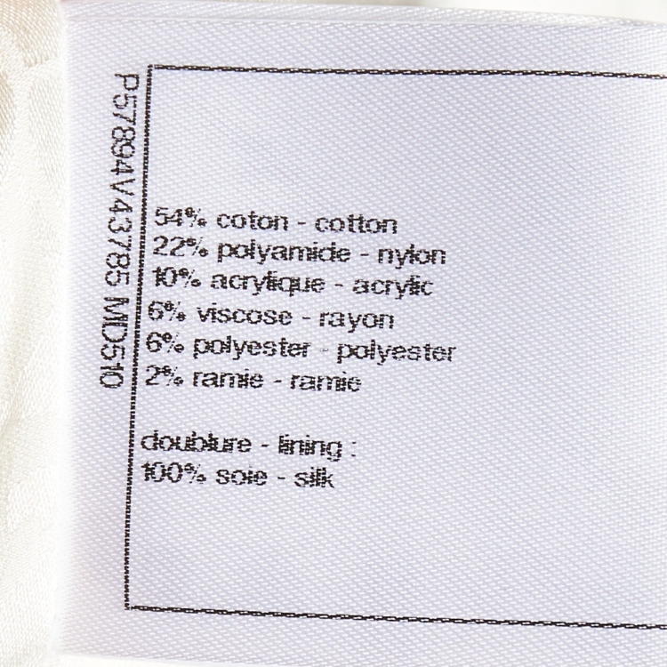 Pre Owned Chanel White Tweed Button Front Jacket M