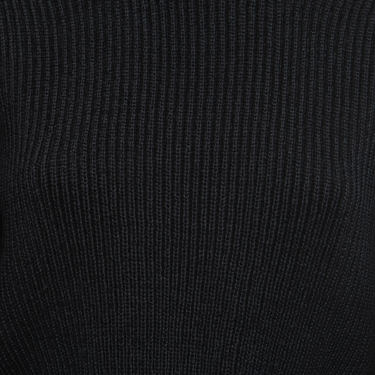 Pre Owned Chanel Black Knit Button Embellished Peplum Sweater M