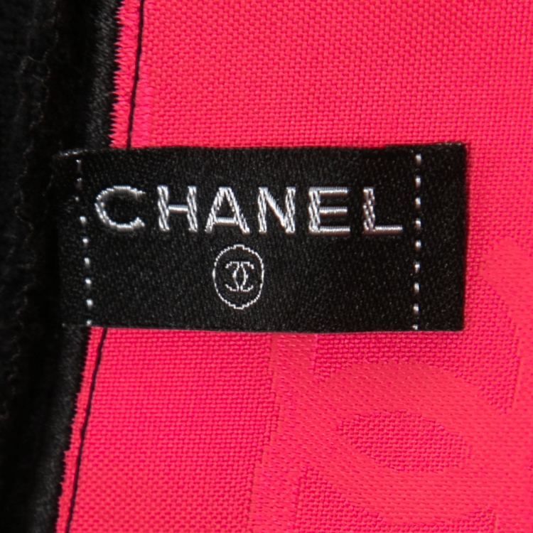 Pre Owned Chanel Black Diamond Textured Knit Turtleneck Sweater M