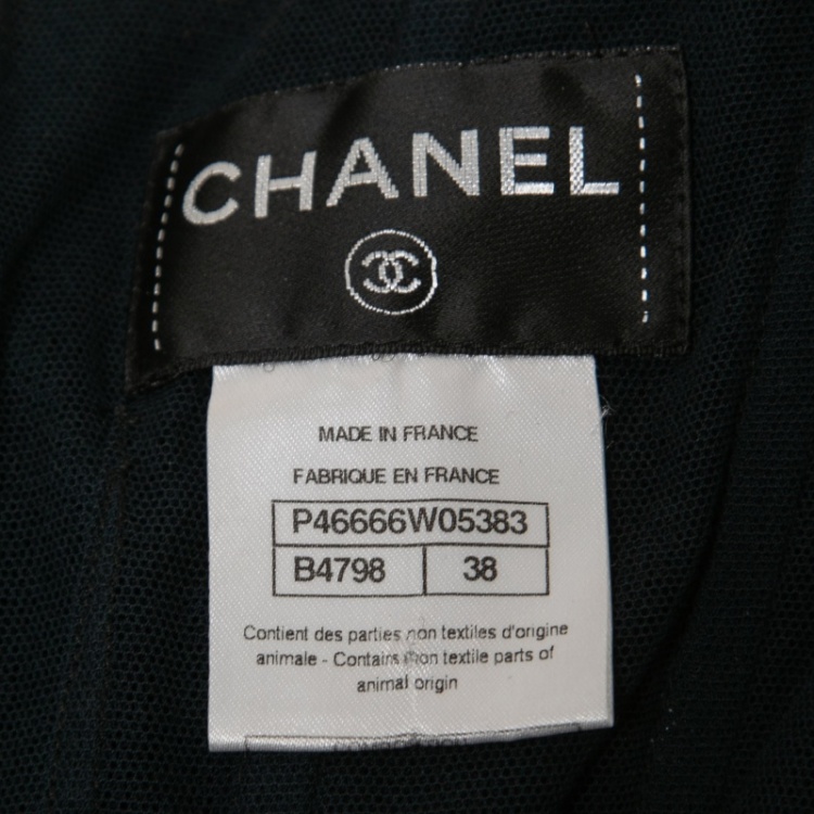 Pre Owned Chanel Monochrome Velvet Strapless Dress M