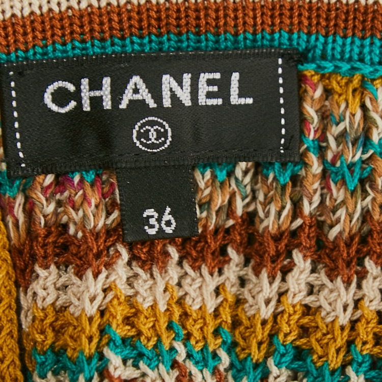 Pre Owned Chanel Multicolor Knit Off-Shoulder Top S