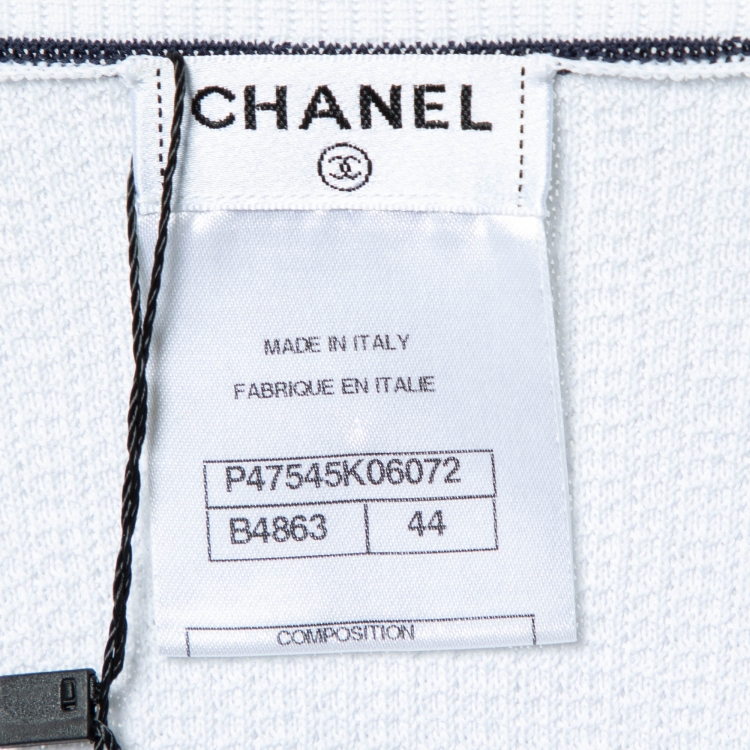 مملوكة مسبقًا Chanel White Cotton Knit Sleeveless T-Shirt L