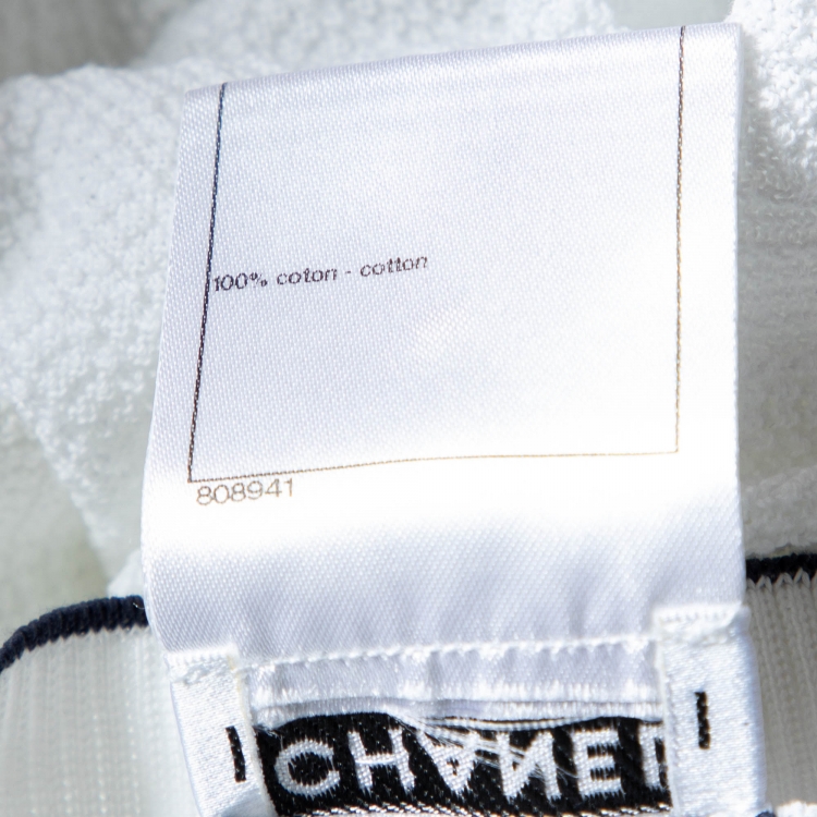 مملوكة مسبقًا Chanel White Cotton Knit Sleeveless T-Shirt L