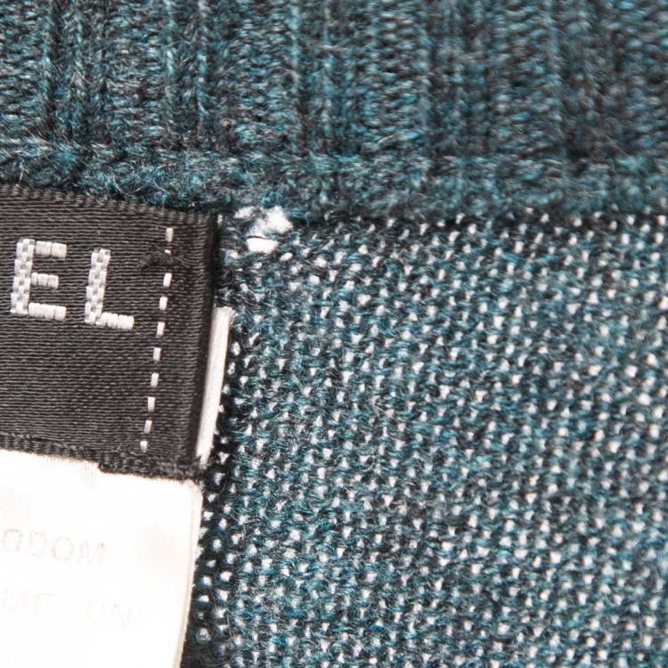 Pre Owned Chanel Blue Cashmere Knit Mini Dress M