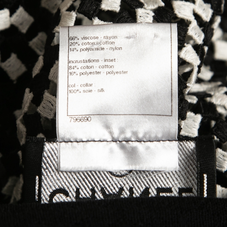 مملوكة مسبقًا Chanel Monochrome Textured Knit & Woven Inset Sleeveless Jacket Dress Set S