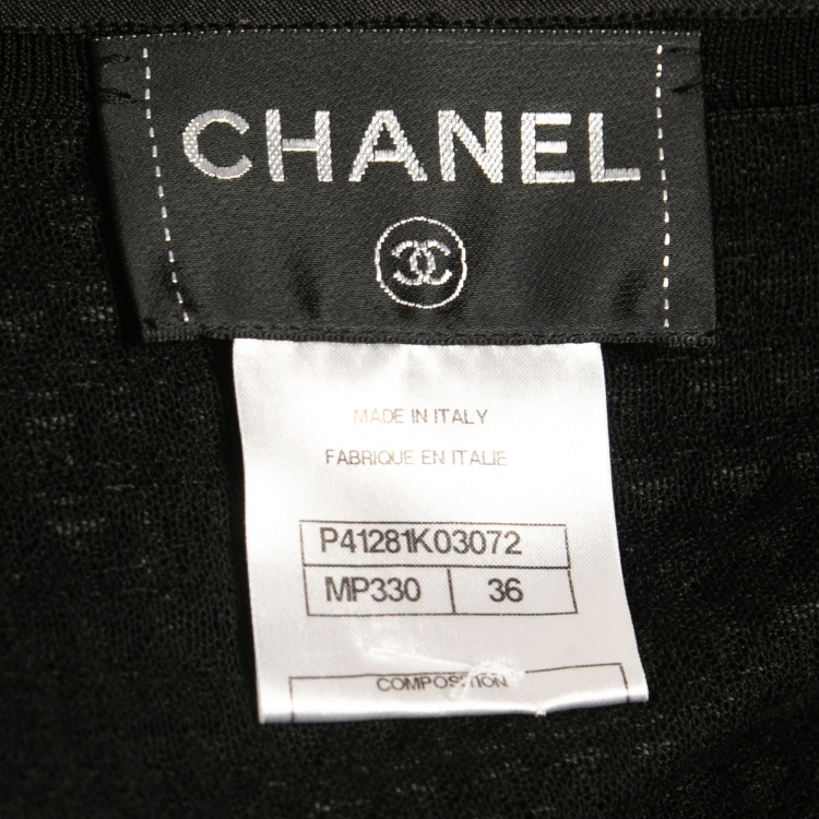 مملوكة مسبقًا Chanel Monochrome Textured Knit & Woven Inset Sleeveless Jacket Dress Set S