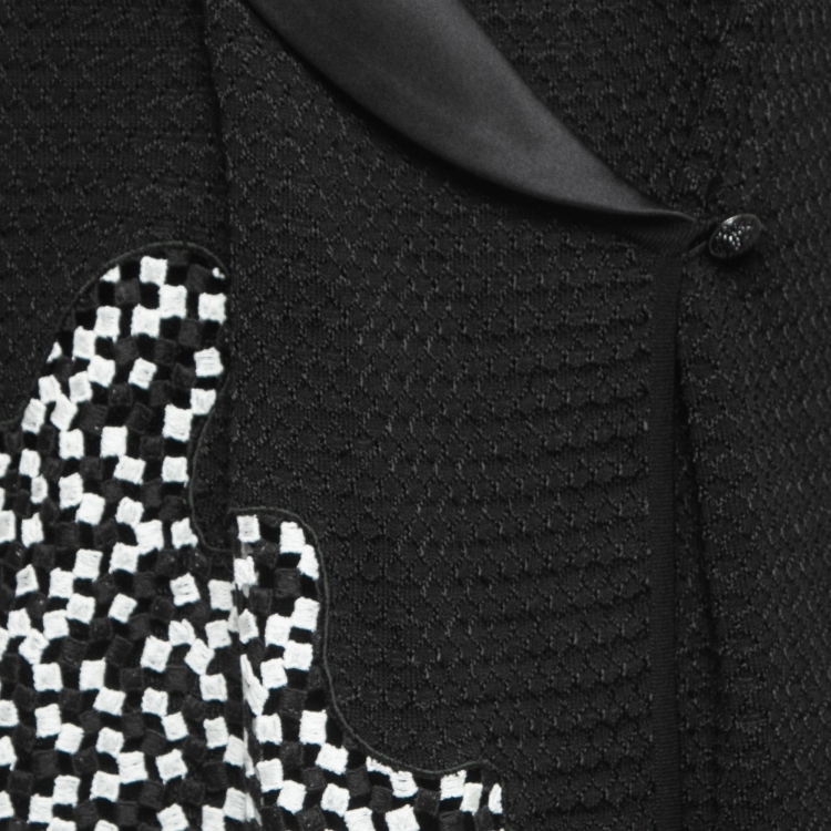 مملوكة مسبقًا Chanel Monochrome Textured Knit & Woven Inset Sleeveless Jacket Dress Set S