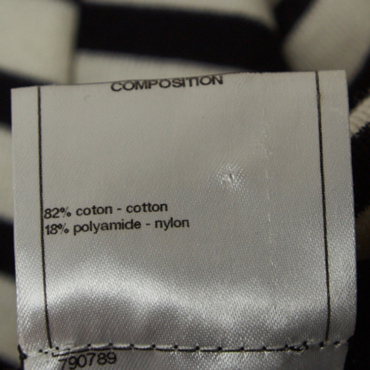 Pre Owned Chanel Black/White Striped Patterned Knit Cardigan M