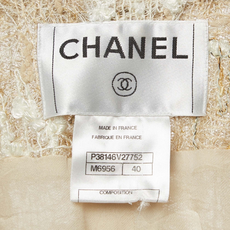 مملوكة مسبقًا Chanel Beige/Cream Boucle Tweed Buttoned Jacket M