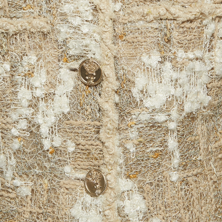 مملوكة مسبقًا Chanel Beige/Cream Boucle Tweed Buttoned Jacket M