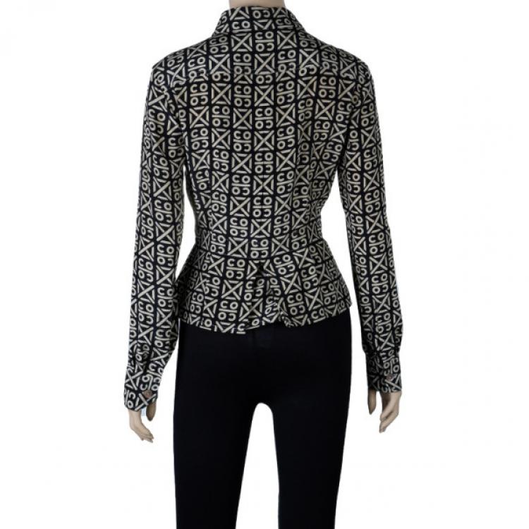 Pre Owned Chanel Printed Silk Shirt Top M