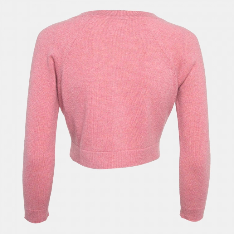 Pre Owned Chanel Pink Cashmere Cropped Cardigan S