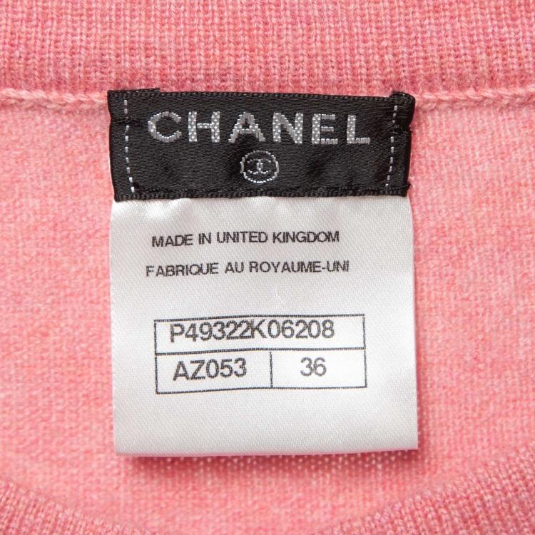 Pre Owned Chanel Pink Cashmere Cropped Cardigan S