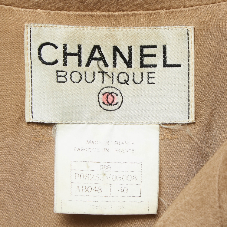 Pre Owned Chanel Vintage Brown Wool Paneled Mid-Length Coat M