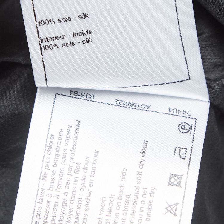 Pre Owned Chanel Black Logo Embroidered Silk Chain Embellished Top S