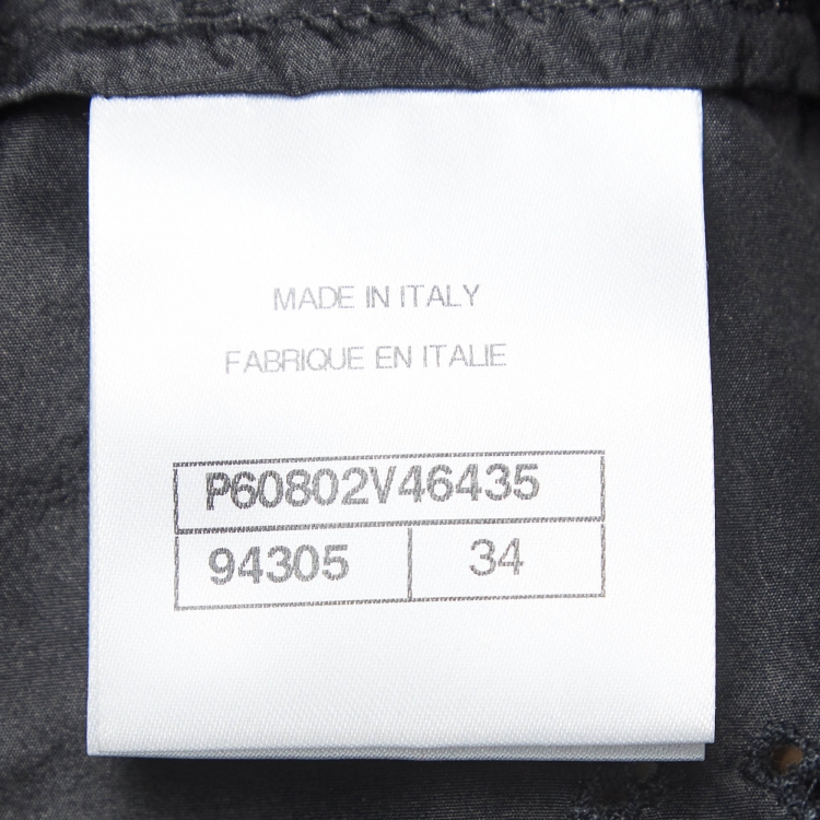 Pre Owned Chanel Black Logo Embroidered Silk Chain Embellished Top S