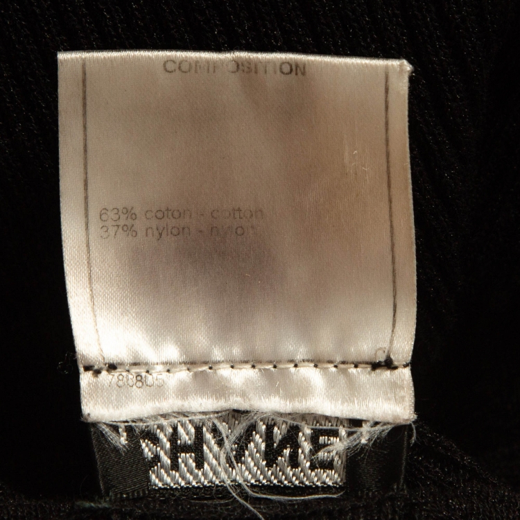 Pre Owned Chanel Black Logo Embroidered Rib Knit Top S