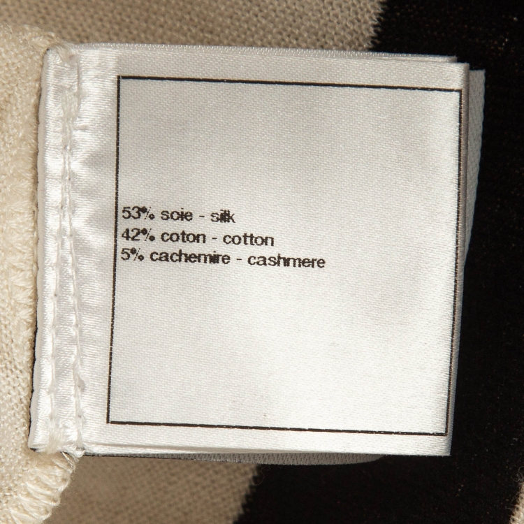 Pre Owned Chanel Cream Silk Blend Knit Tank Top L