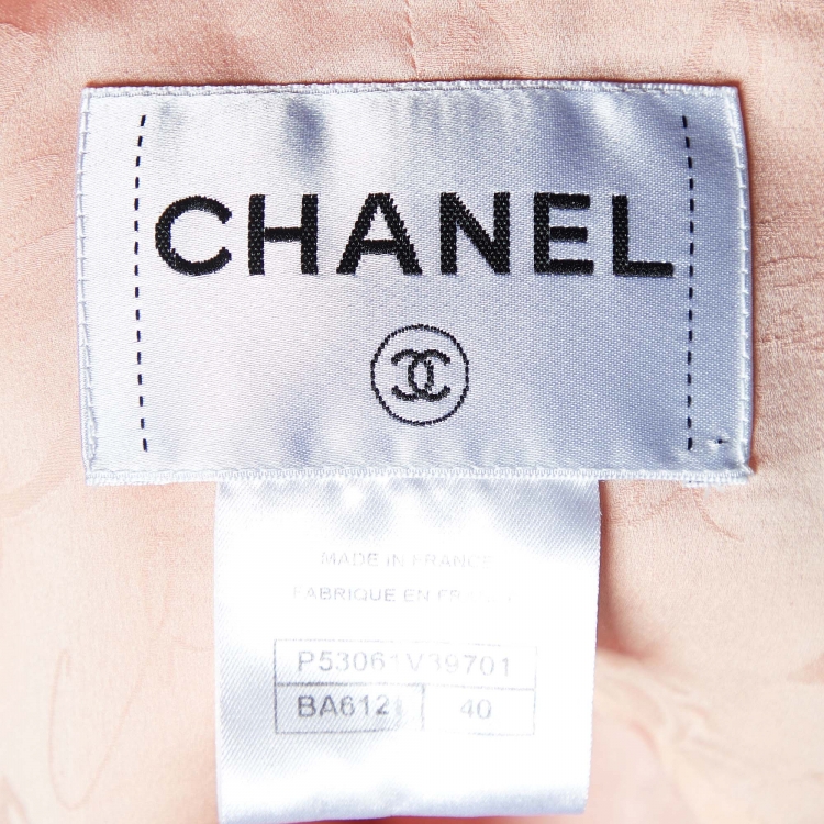 Pre Owned Chanel Pink Tweed Button Front Jacket M