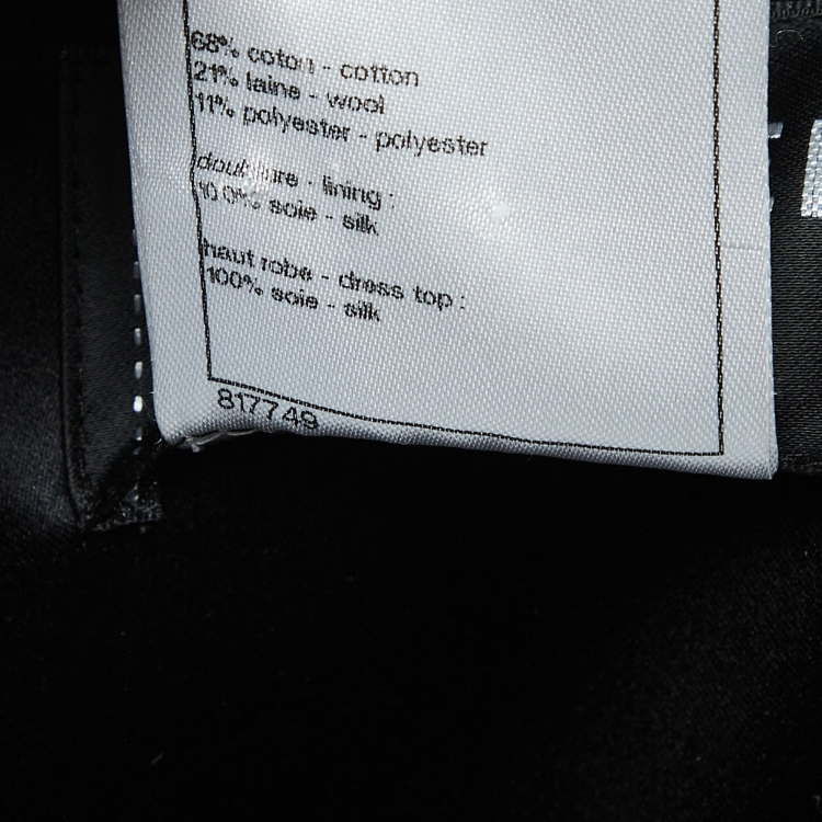 Pre Owned Chanel Black Silk and Tweed Short Sleeve Mini Dress M