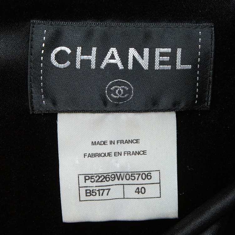 Pre Owned Chanel Black Silk and Tweed Short Sleeve Mini Dress M