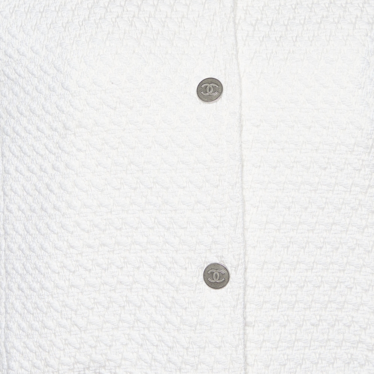 مملوكة مسبقًا Chanel Monochrome Textured Silk Blend Bomber Jacket S