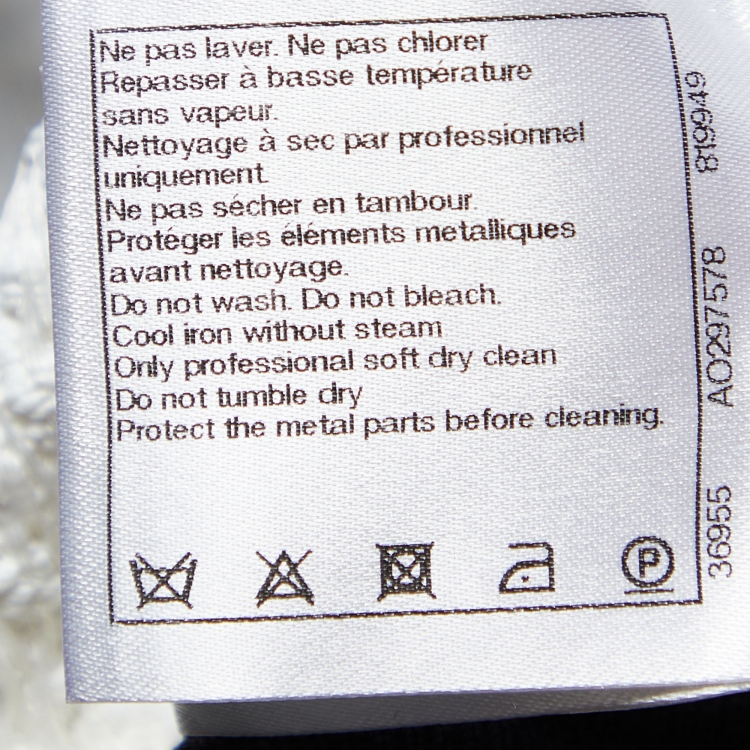 مملوكة مسبقًا Chanel Monochrome Textured Silk Blend Bomber Jacket S