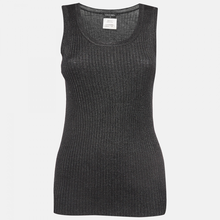 Pre Owned Chanel Black Lurex Knit Tank Top S