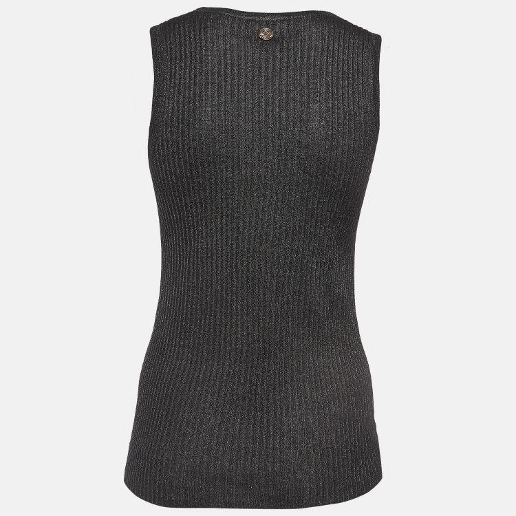 Pre Owned Chanel Black Lurex Knit Tank Top S