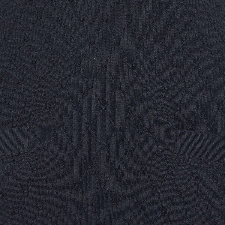 Pre Owned Chanel Black Diamond Textured Cotton & Silk Knit Sweater M