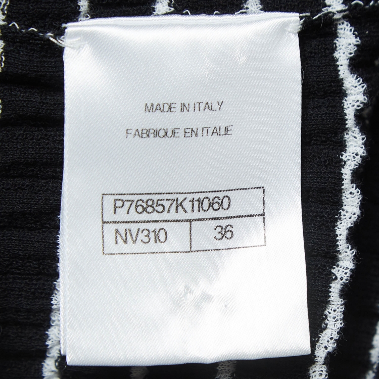 Pre Owned Chanel Black Striped Knit Logo T-Shirt S
