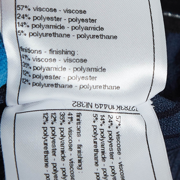 Pre Owned Chanel Navy Blue Printed Knit Tube Top M