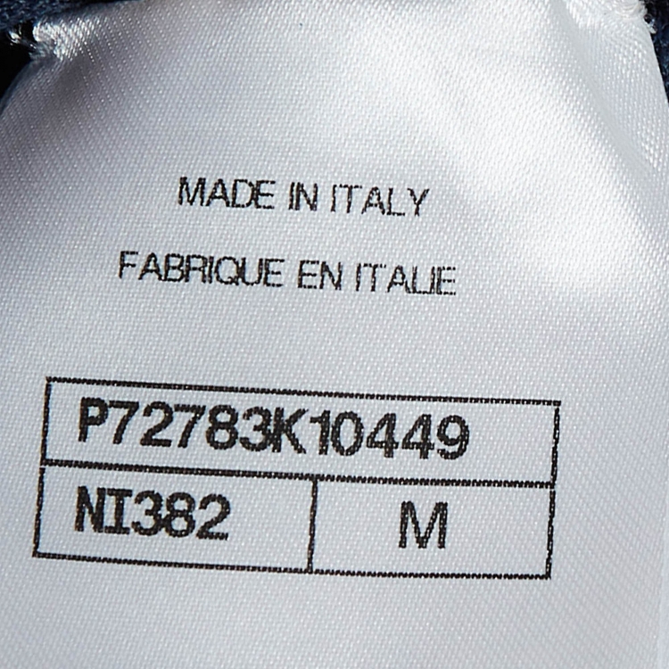 Pre Owned Chanel Navy Blue Printed Knit Tube Top M