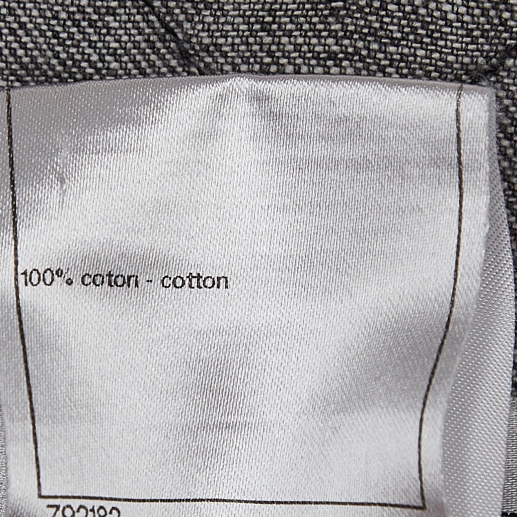 Pre Owned Chanel Grey Denim Distressed Hem High Rise Jeans M Waist 38"