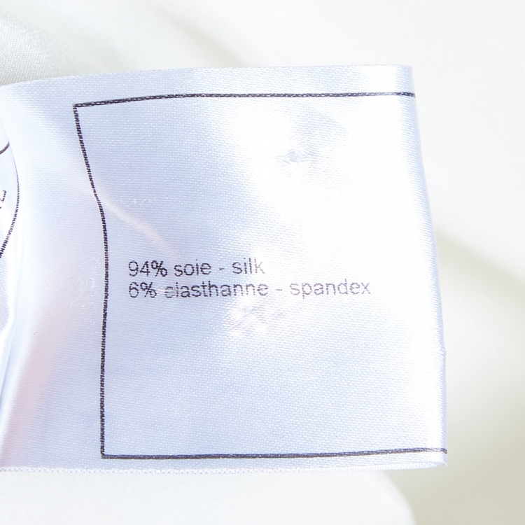 Pre Owned Chanel Cream Stretch Silk Strappy Top L 