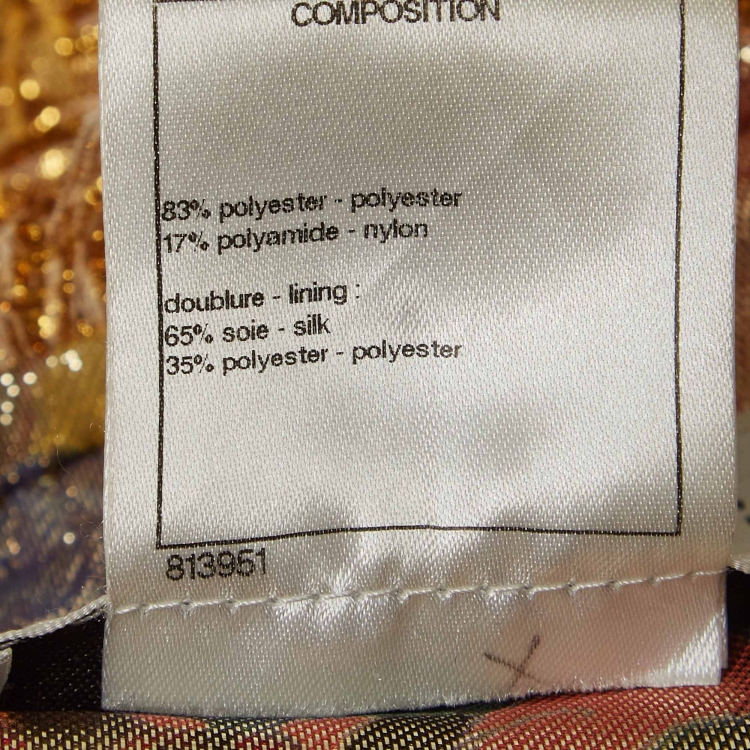 مملوكة مسبقًا Chanel Gold Tweed Lurex Fringed Jacket L