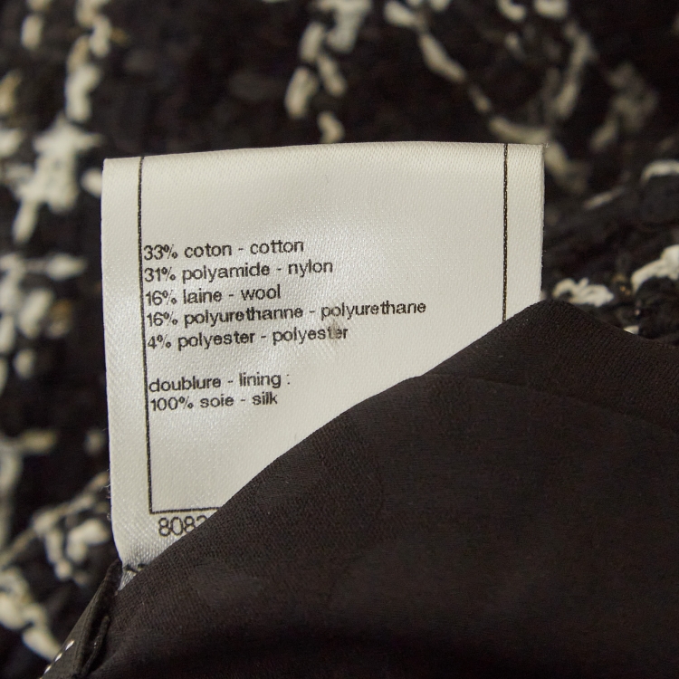 Pre Owned Chanel Black Plaid Tweed Jacket M