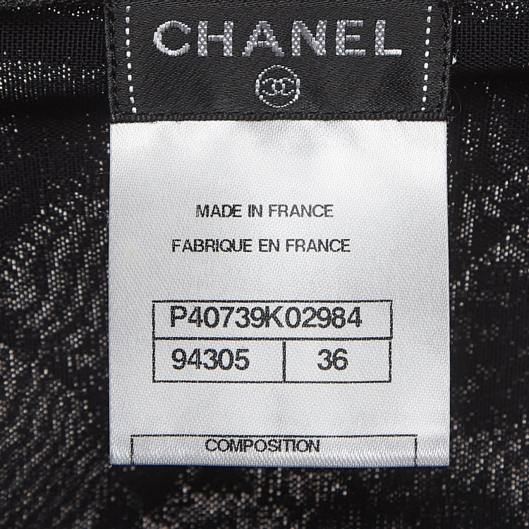Pre Owned Chanel Black Patterned Knit Maxi Dress S