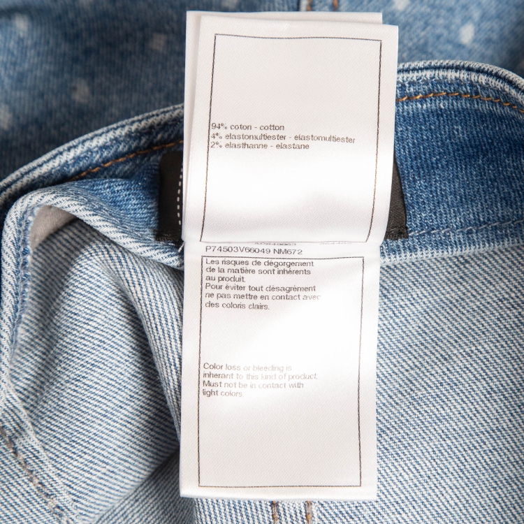 Pre Owned Chanel Blue CC Pattern Denim Jeans S Waist 28"