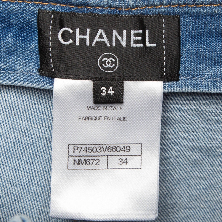 Pre Owned Chanel Blue CC Pattern Denim Jeans S Waist 28"
