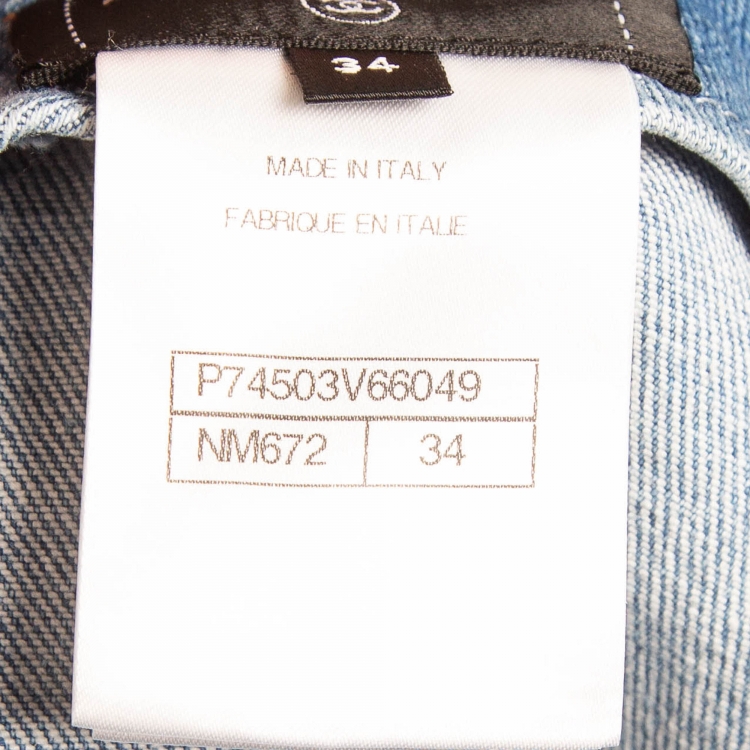 Pre Owned Chanel Blue CC Pattern Denim Jeans S Waist 28"